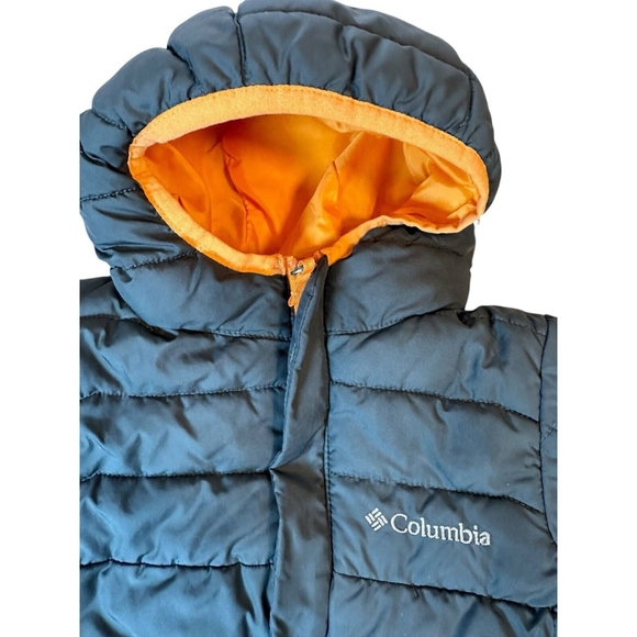 COLUMBIA Powder Lite Boys Hooded Jacket 3T Black-Grey-Orange - Picture 3 of 12
